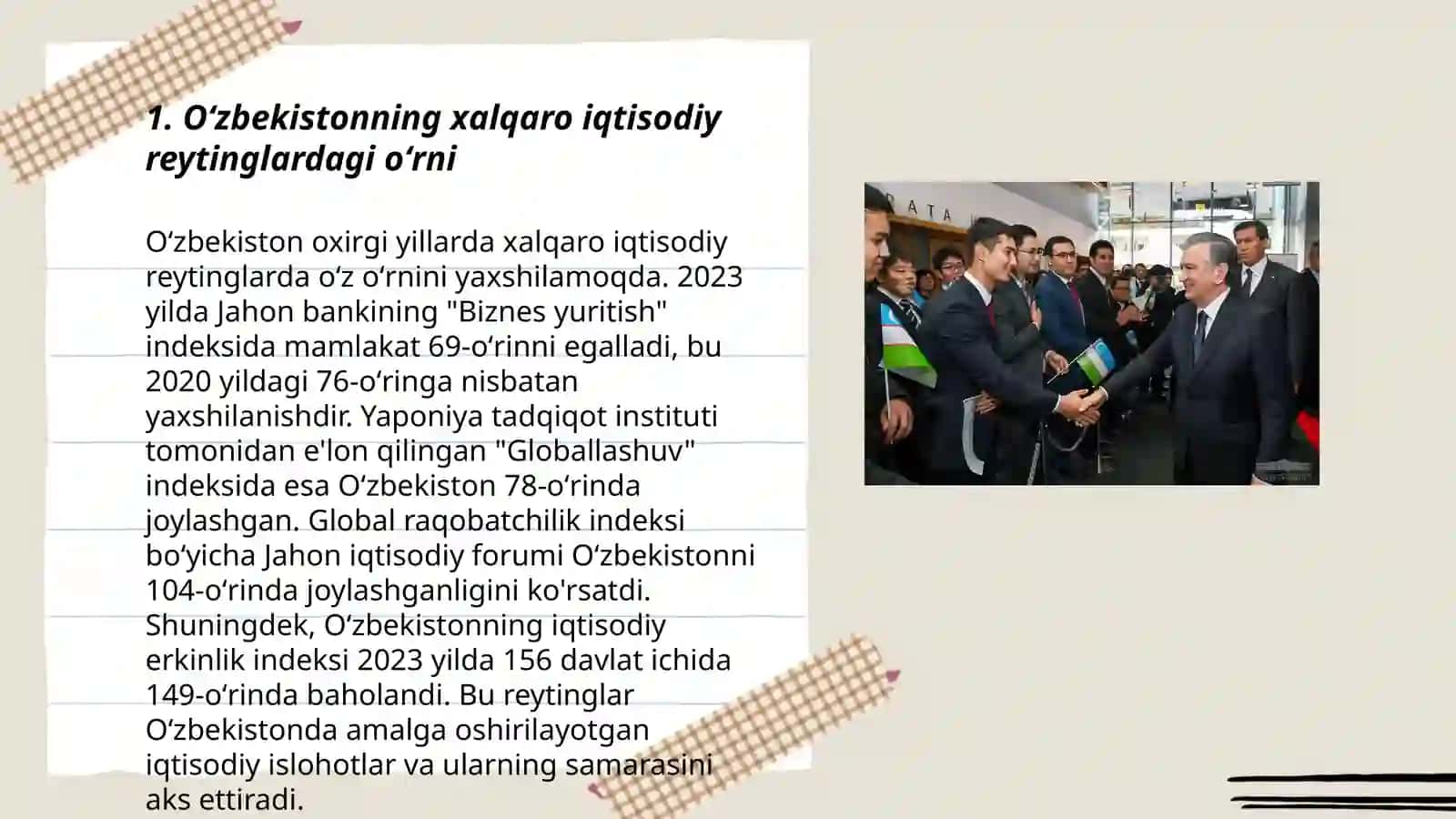Iqtisodiy va ijtimoiy sohadagi ustuvor xalqaro reytinglar va ularga Oʻzbekistonning integratsiyalashuvi 3
