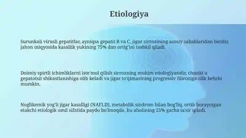 Jigar sirozi etiologiyasi, patogenezi va patalogik anatomiyasi 3