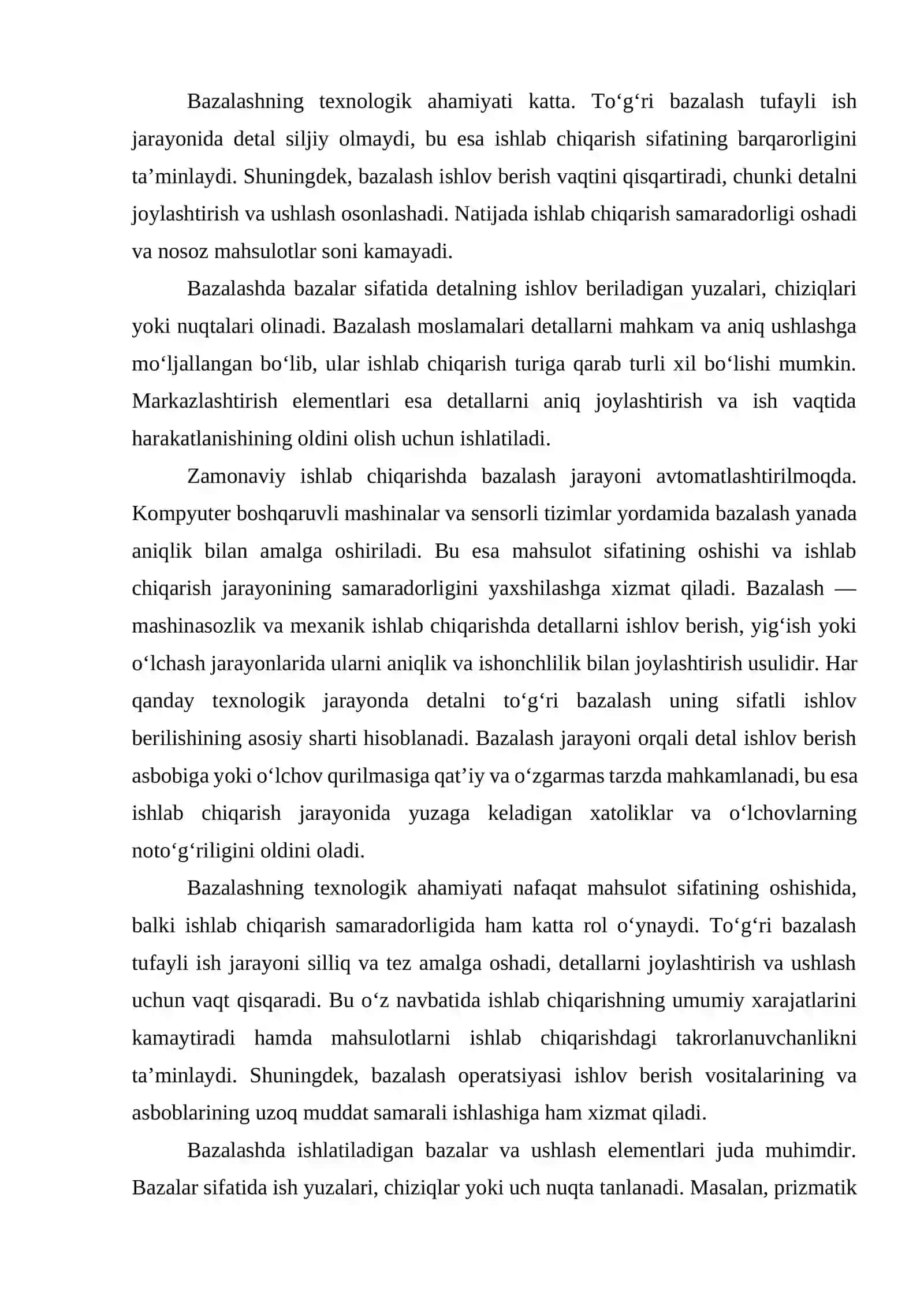 BAZALASHNING AHAMIYATI. PRIZMATIK, UZUN SILINDRIK VA KALTA SILINDRIK DETALLARNI BAZALASH USULLARI 3