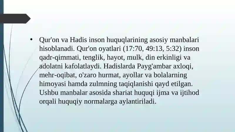 Islomda inson huquqlari himoyasi, ijtimoiy tenglik, adolat va tolerantlik 3
