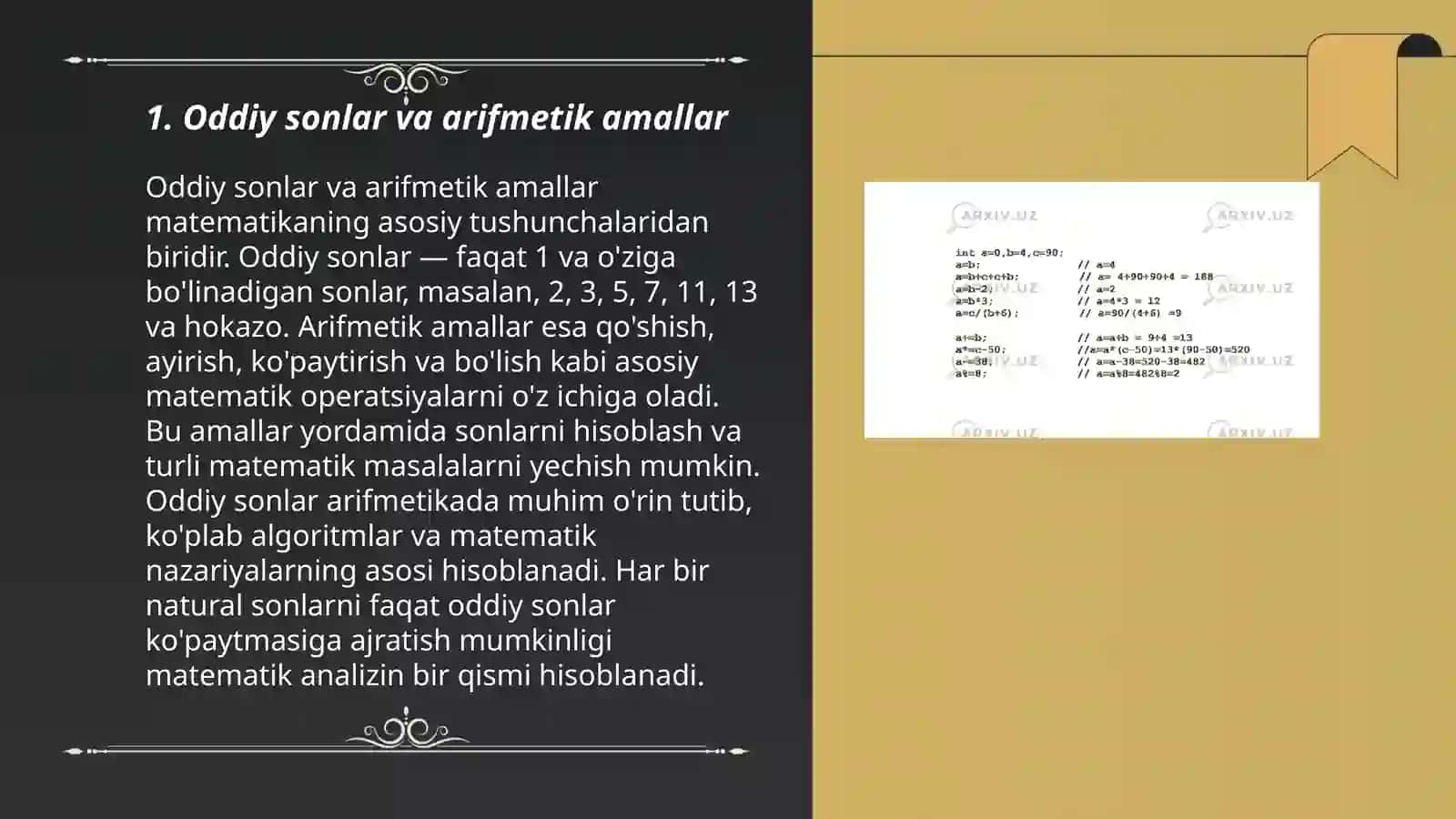 Oddiy sonlar va arifmetik amallar 3