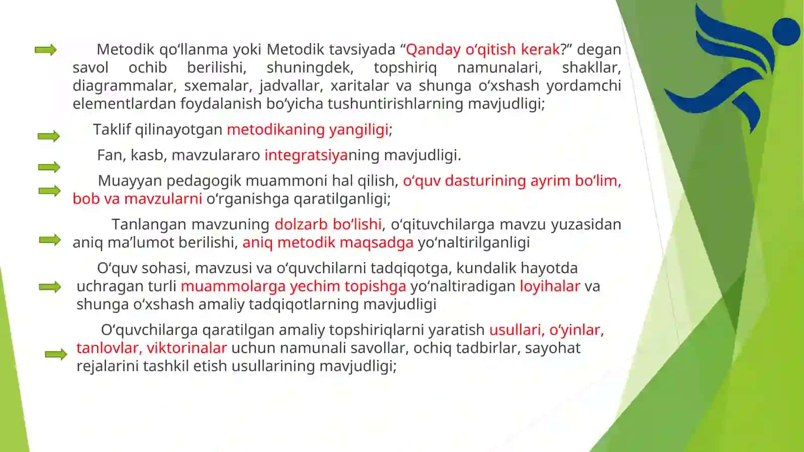 METODIKQO‘LLANMALAR YOKI METODIK TAVSIYALARGAQO‘YILGAN TALABLAR VA BAHOLASH MEZONLARI 3