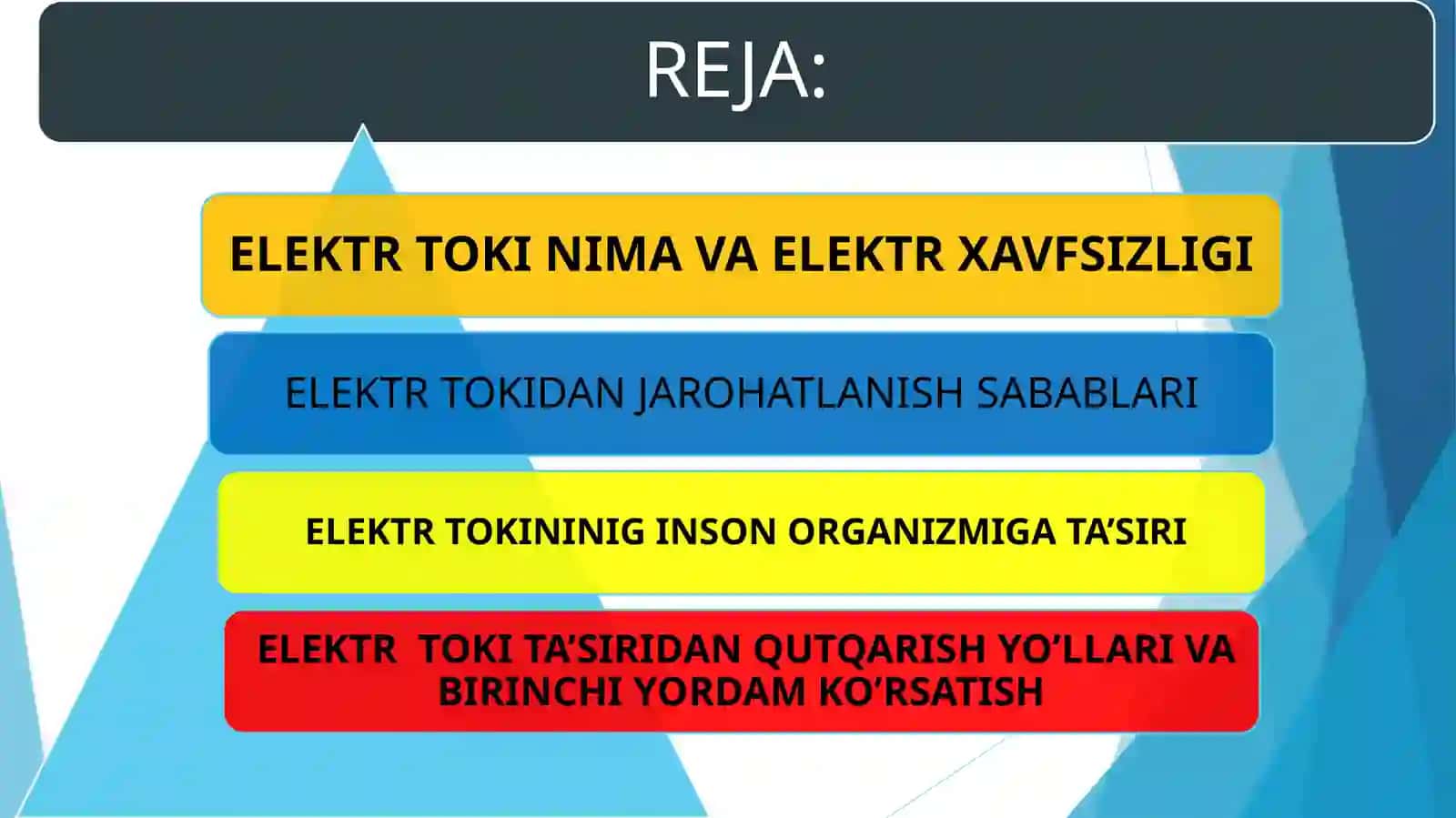 ISHLAB CHIQARISHDA ELEKTR XAVFSIZLIGI ASOSLARI 3