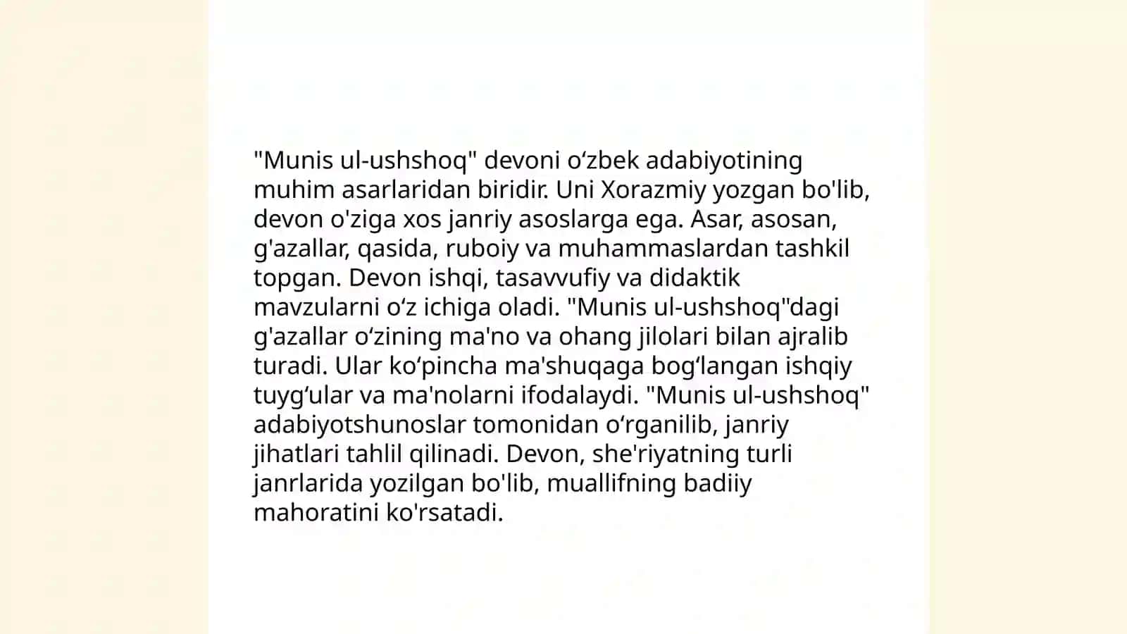 Munis ul-ushshoq devonining janriy xususiyatlari 3