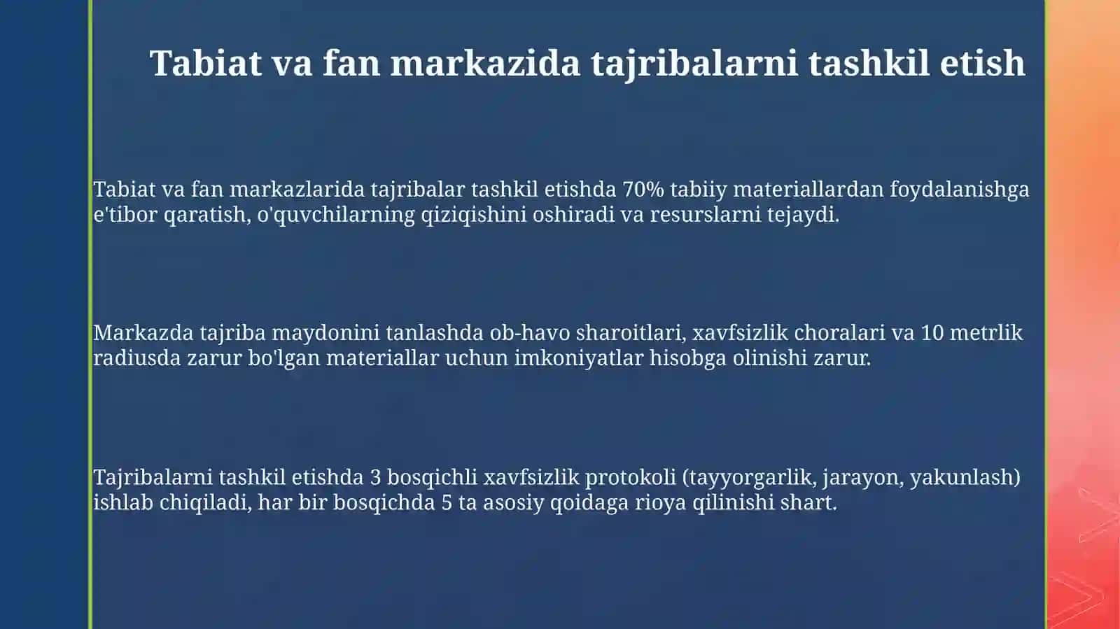 Tabiat va fan markazida oddiy tajribalarni tashkil etish asoslari 3