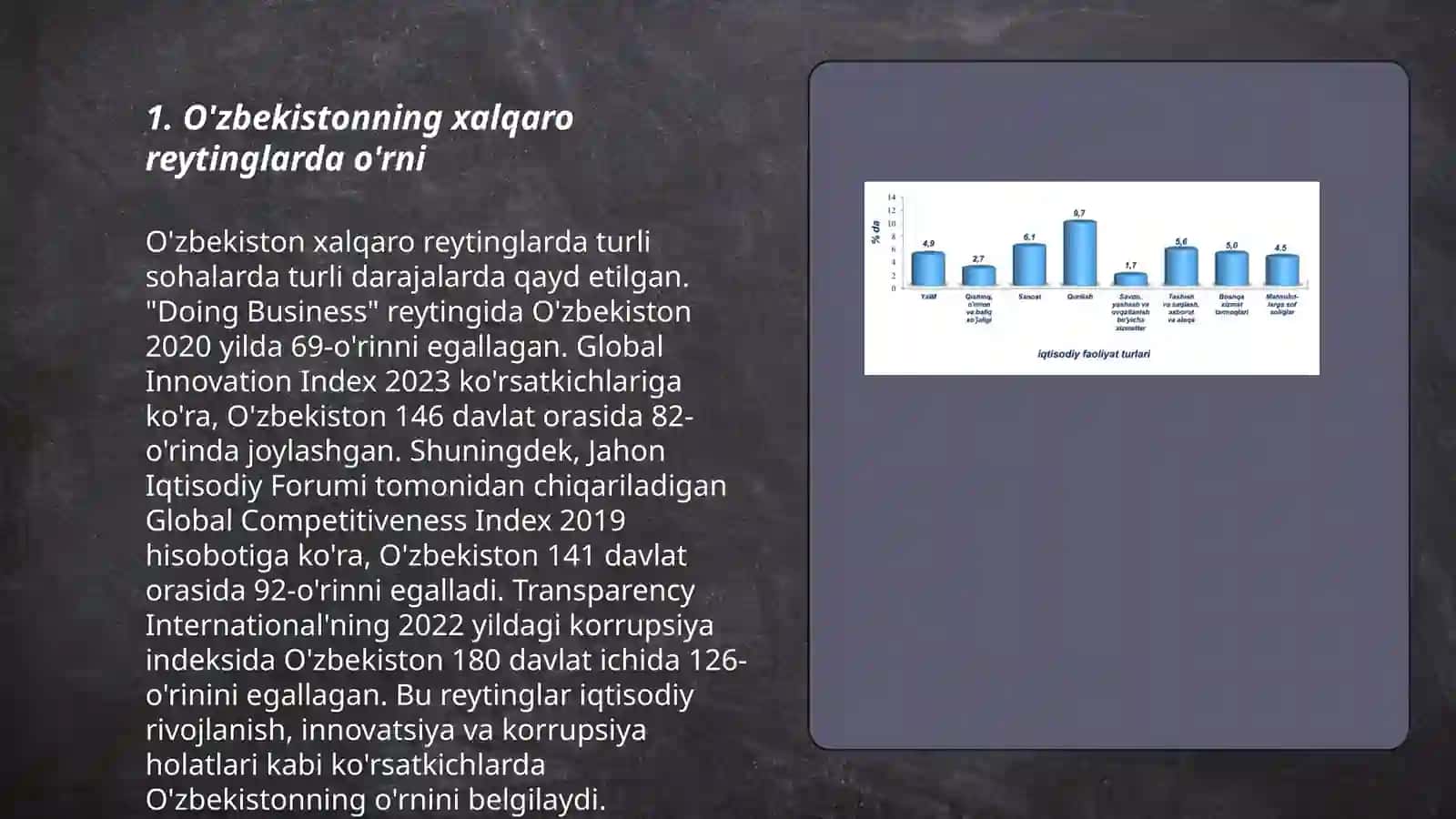 Yangi Oʻzbekistonda roʻy berayotgan o'zgarishlarning xalqaro reyting va indekslarda aks etishi 3