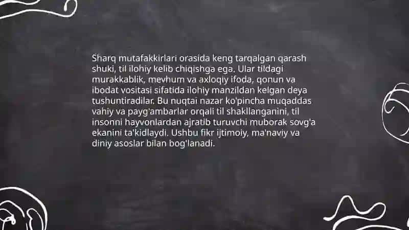 Sharq mutafakkirlarining til shakllanishiga oid qarashlari 3