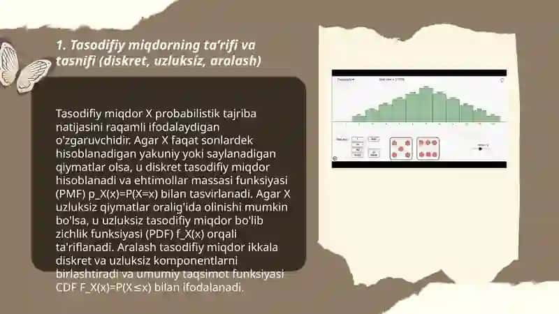 Tasodifiy miqdorlar va taqsimot funksiyasi 3