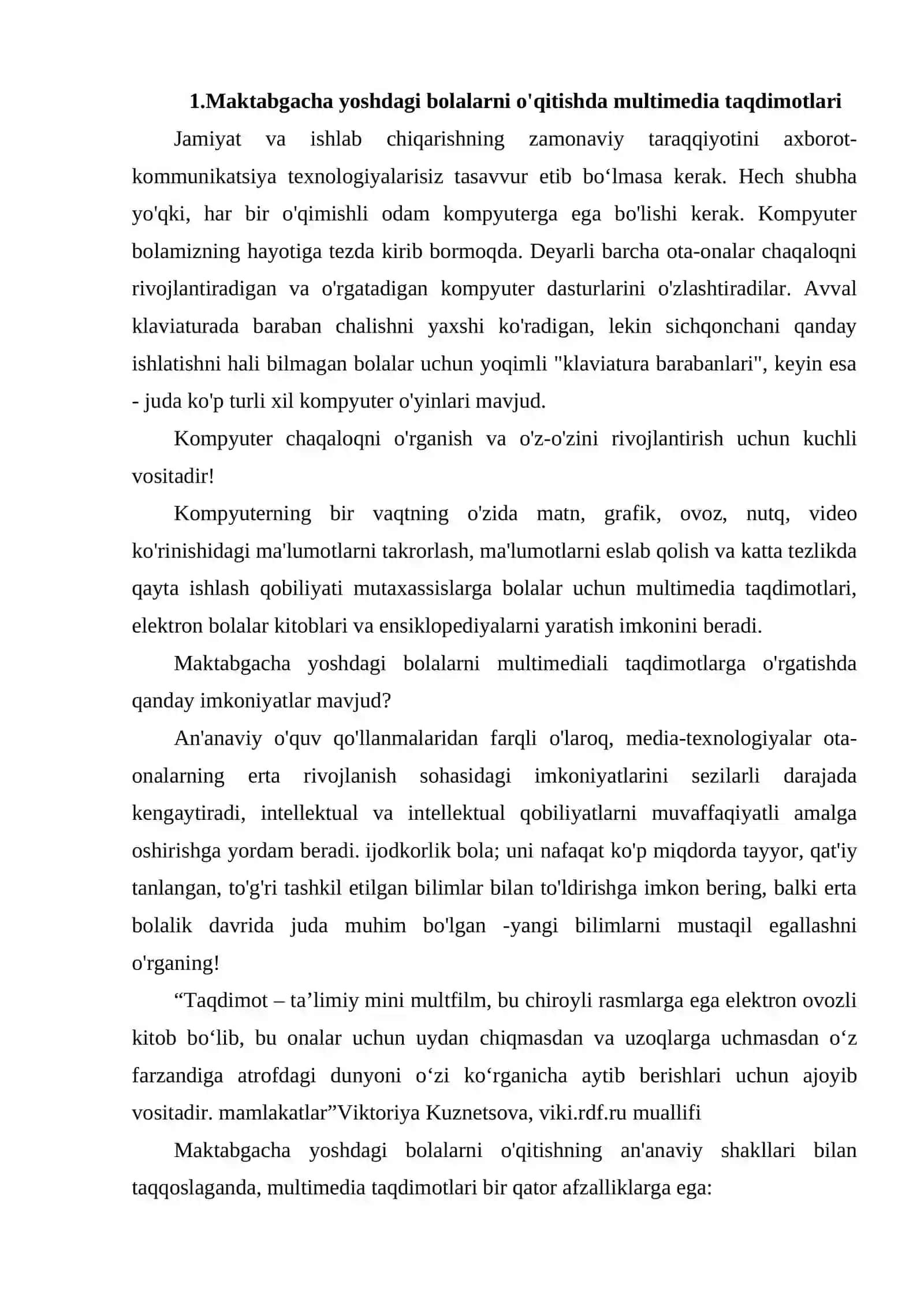 MAKTABGACHA TA'LIMDA MULTIMEDIYALARDAN FOYDALANISH 3