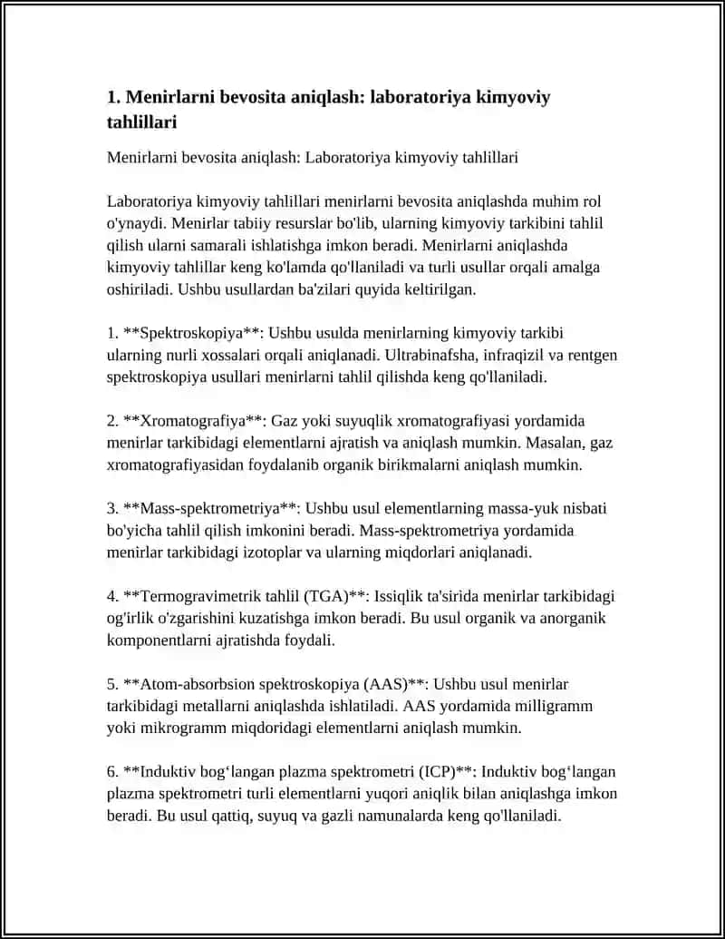 Menirlarni bevosita aniqlash: Laboratoriya kimyoviy tahlillari 3