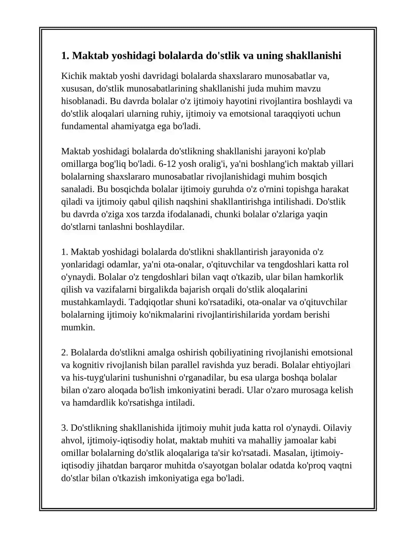 KICHIK MAKTAB YOSHI DAVRIDAGI SHAXSLARARO MUNOSABATLAR 3