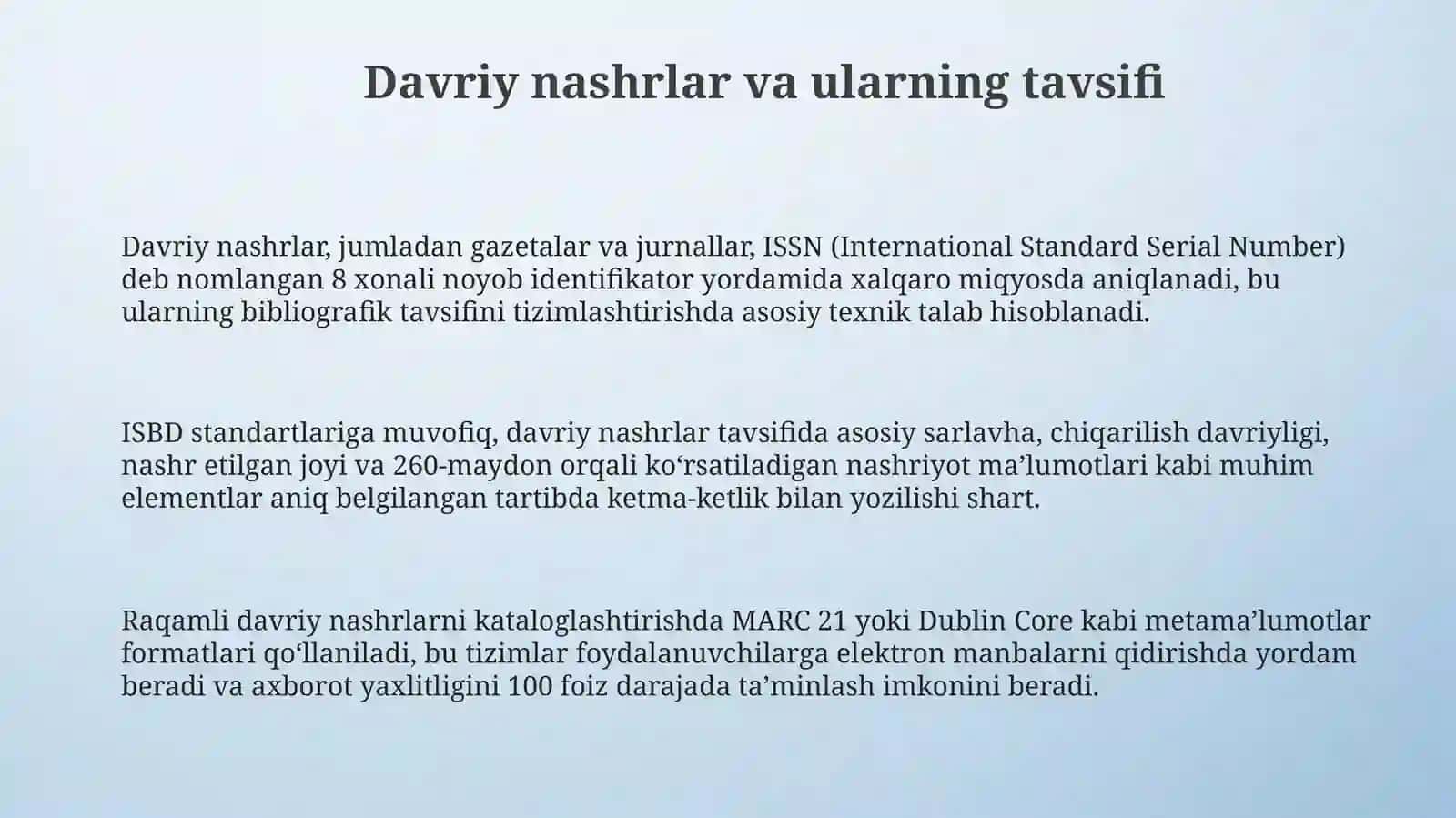 Sarlavhali nashrlarga biblografik yozuv tuzish 3