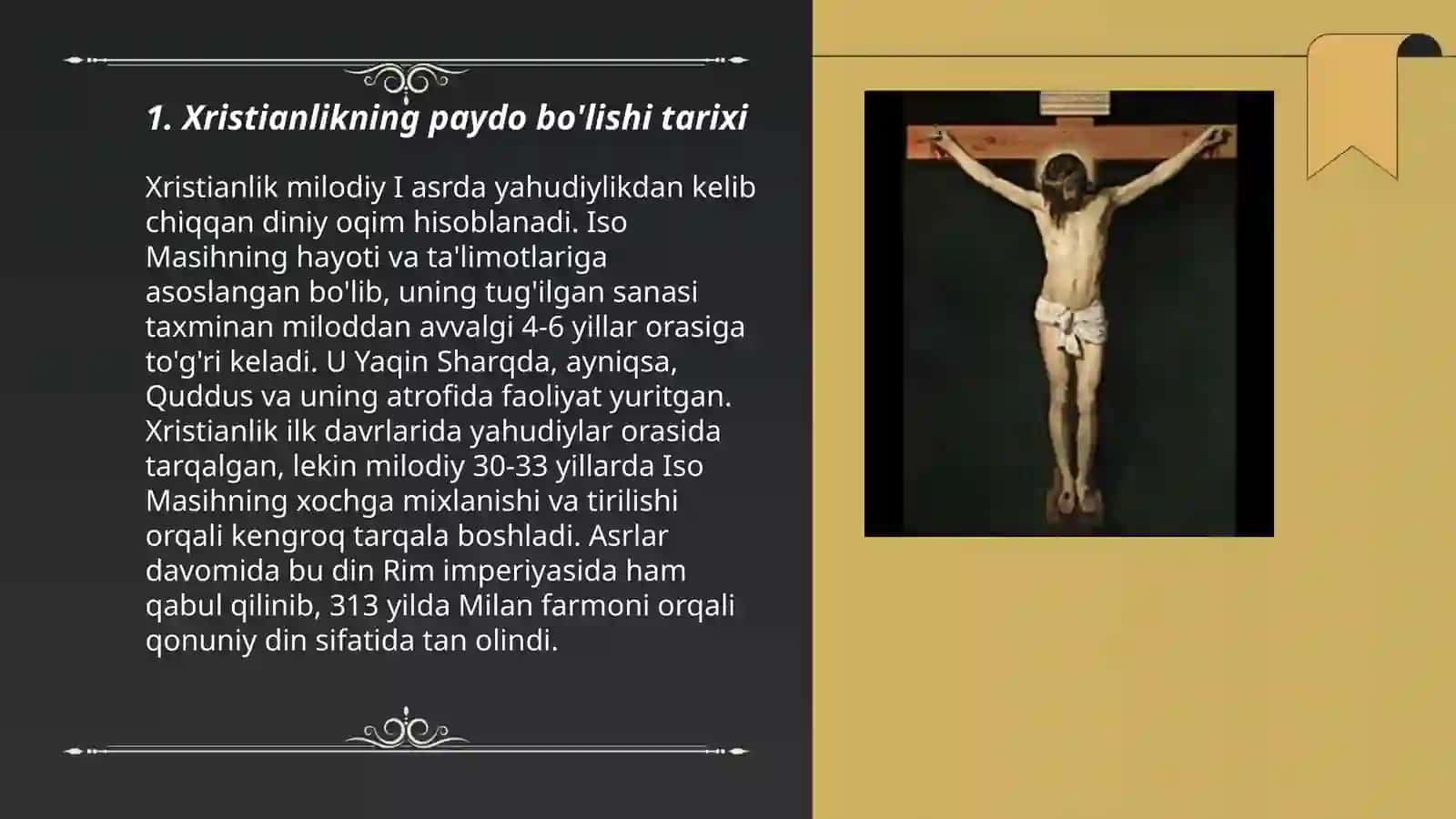 Xristianlikning paydo bo'lishi aqidalari asosiy ta'limotlari va manbalari 3