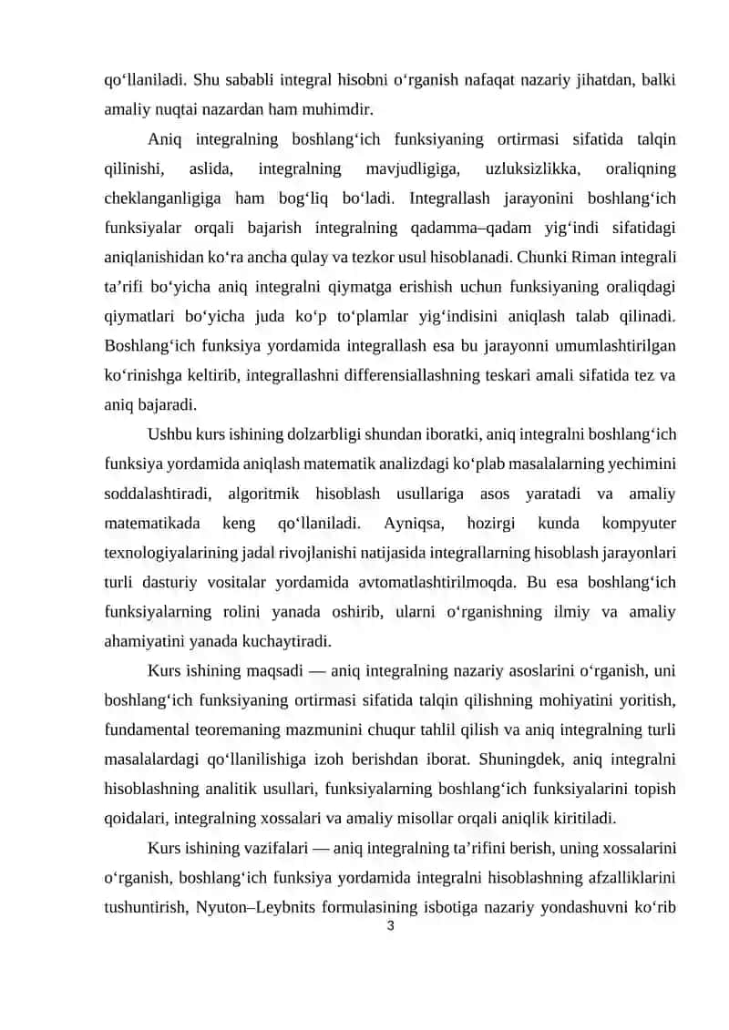Aniq integralning boshlang'ich funksiyaning orttirmasi sifatida aniqlash 3