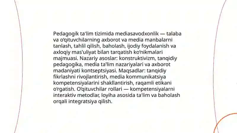 Pedagogik talim tizimida mediasavodxonlik va axborot madaniyati 3