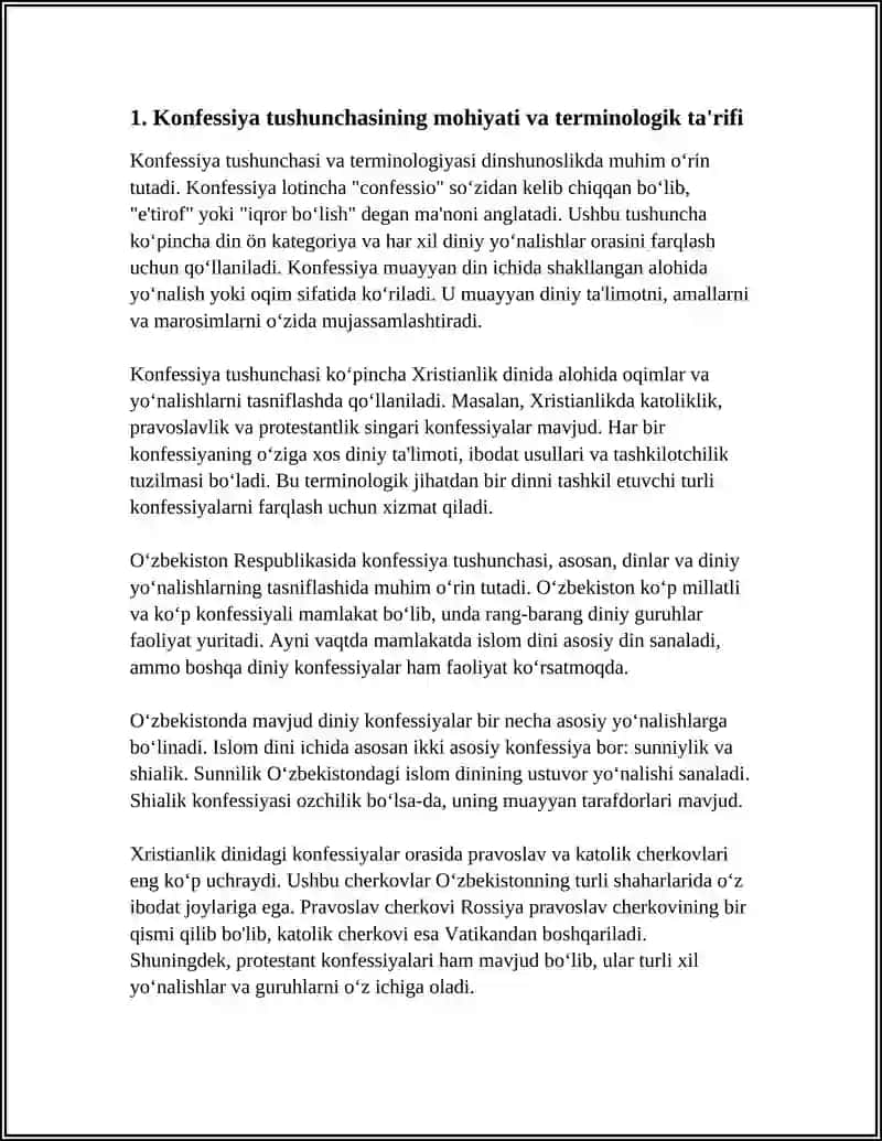 KONFESSIYA TUSHUNCHASINING MOHIYATI VA O‘ZBEKISTONDA FAOLIYAT YURUTUVCHI DINIY KONFESSIYALARNING TASNIFI 3