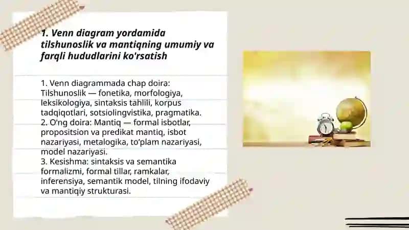 Tilshunoslik va mantiq munosabatlarini Venn diagrammasi yordamida tushuntirish 3