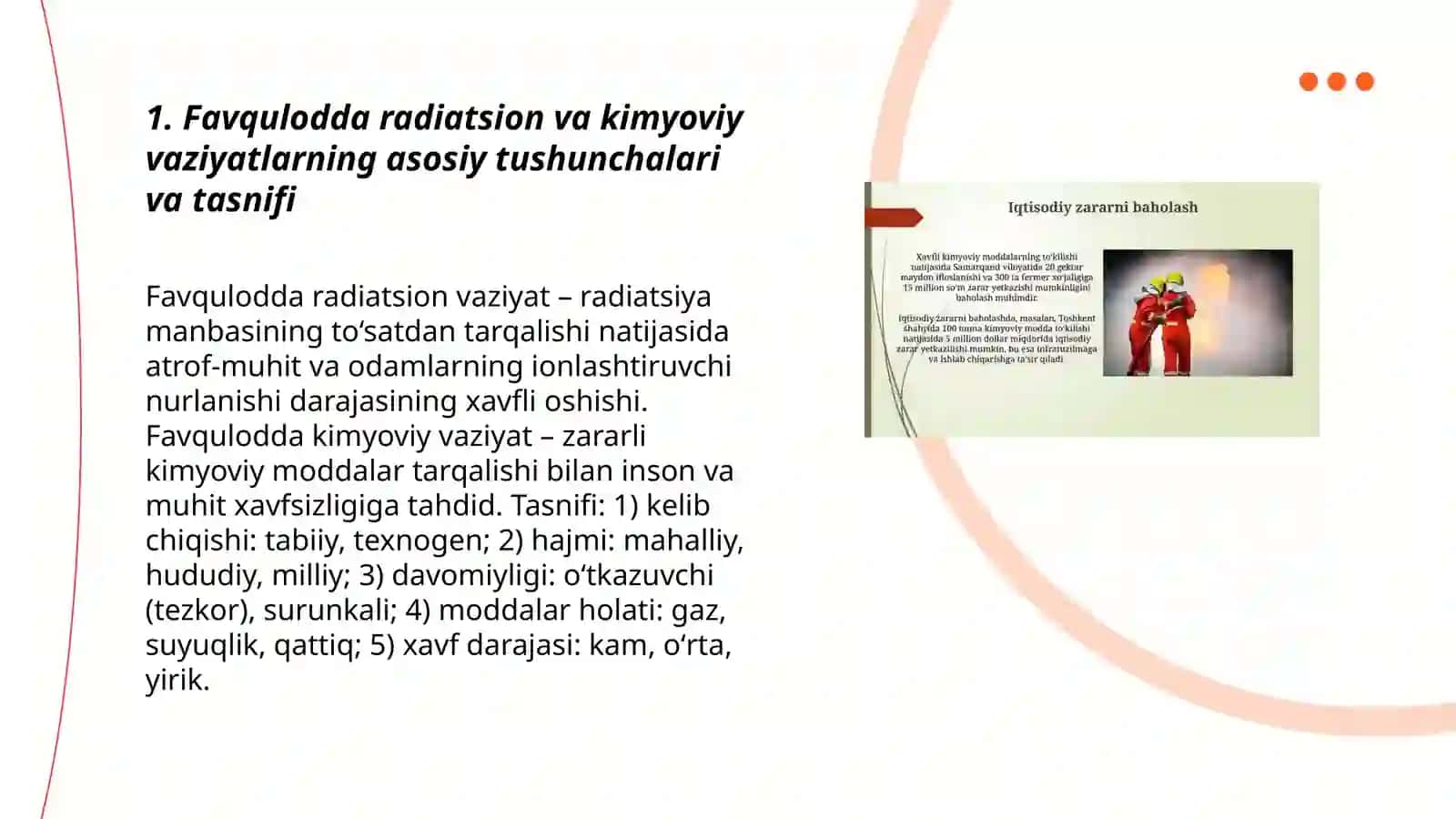 Favqulodda radiatsion va kimyoviy vaziyatlarning asosiy tushunchalari va tasnifi 3
