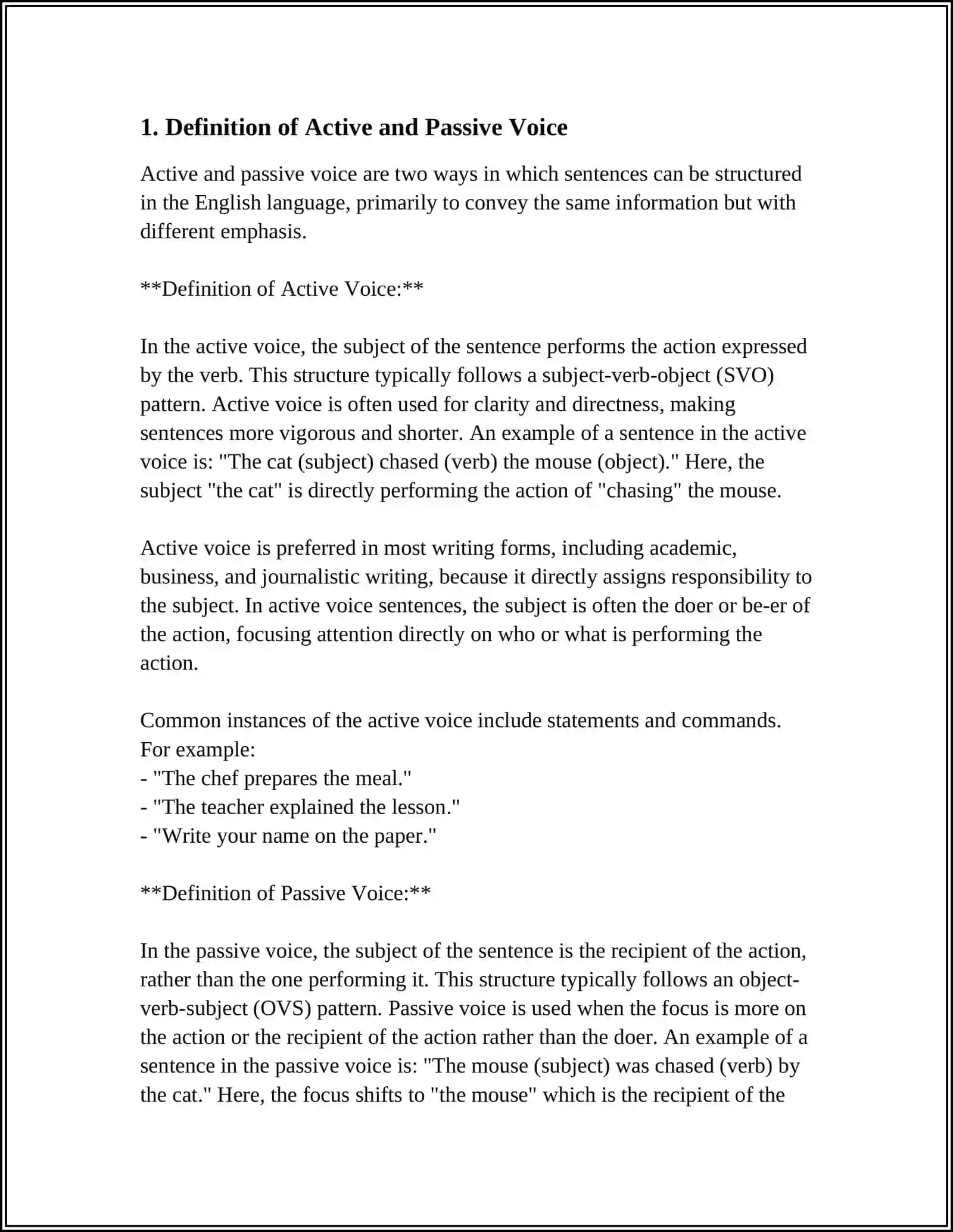 Definition of Active and Passive Voice 3