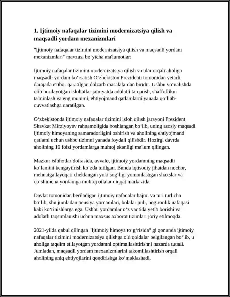IJTIMOIY SOHADAGI ISLOHOTLAR VA AHOLINI QOʻLLAB QUVVATLASH 3