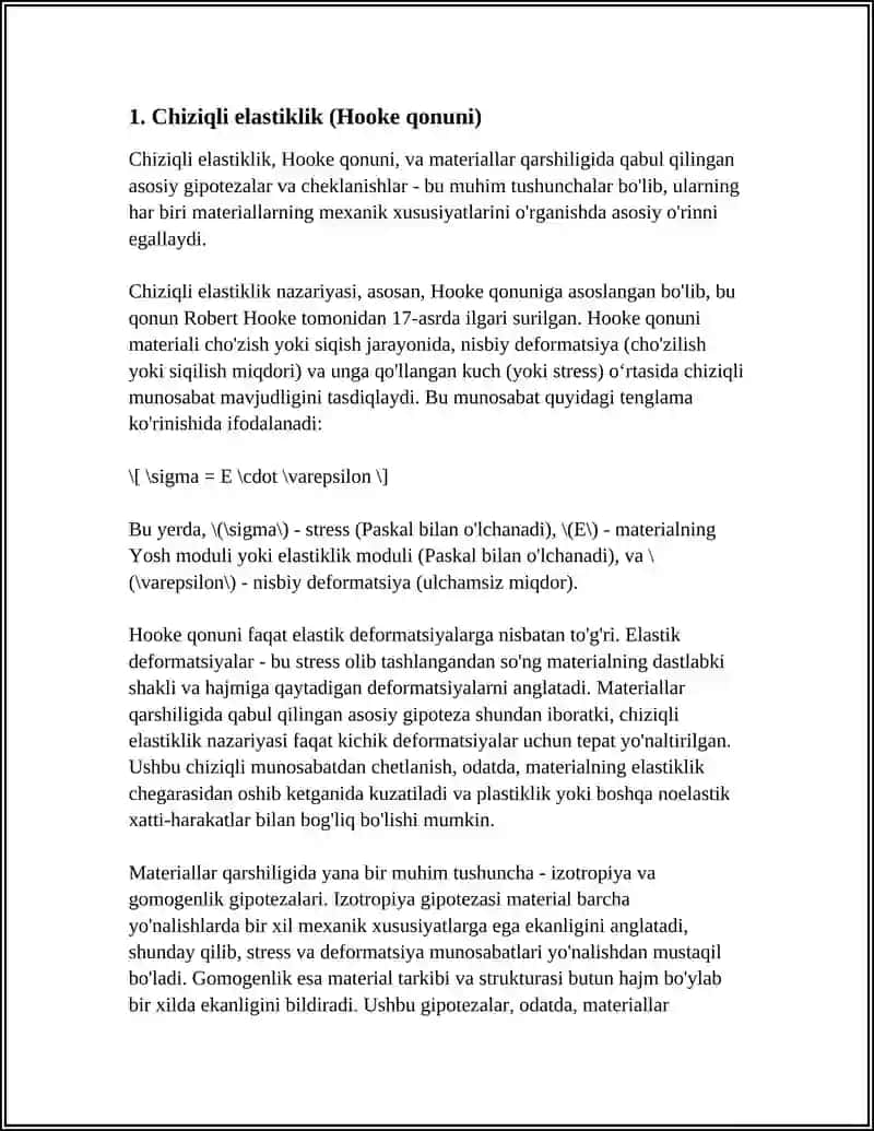 Chiziqli elastiklik (Hooke qonuni) 3