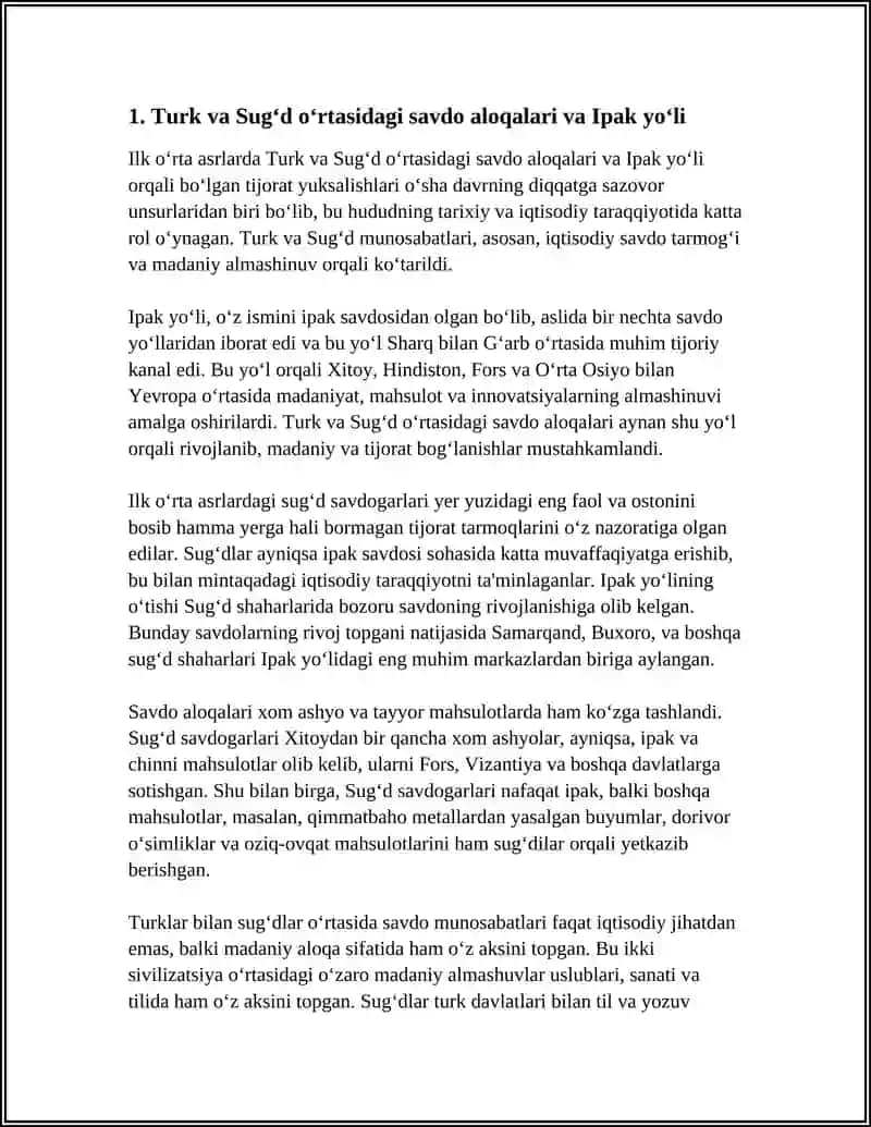 ILK OʻRTA ASRLAR SIVILIZATSIYASIDA TURK - SUGʻD MUNOSABATLARI 3