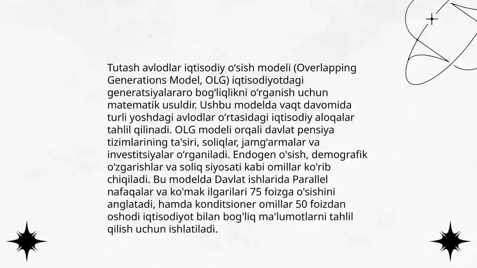 Tutash avlodlar iqtisodiy oʻsish modeli 3