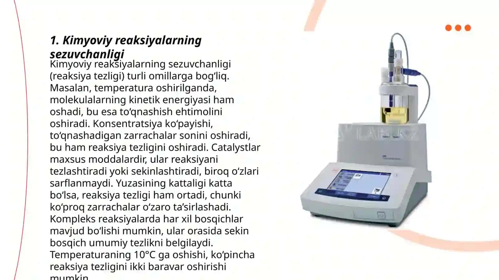 Kimyoviy reaksiyalarning sezuvchanligi 3