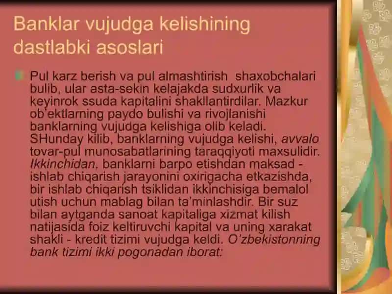 O’zbekistonda bank tizimini takomillashtirish yo’llari 3