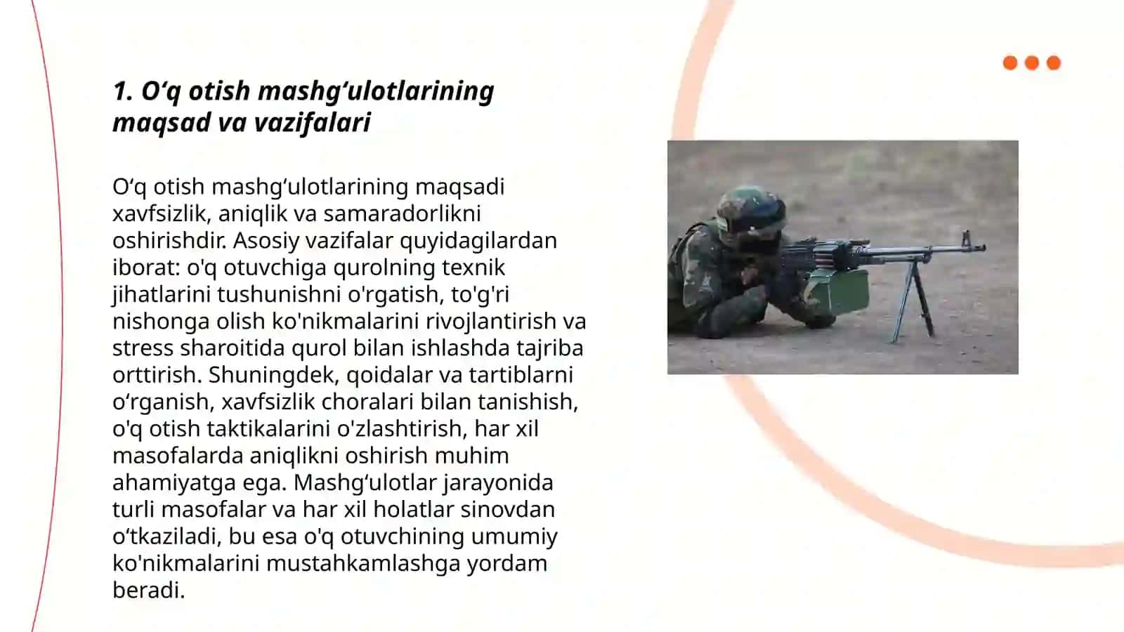 Oʻq otish mashgʻulotlarini tashkil etish 3