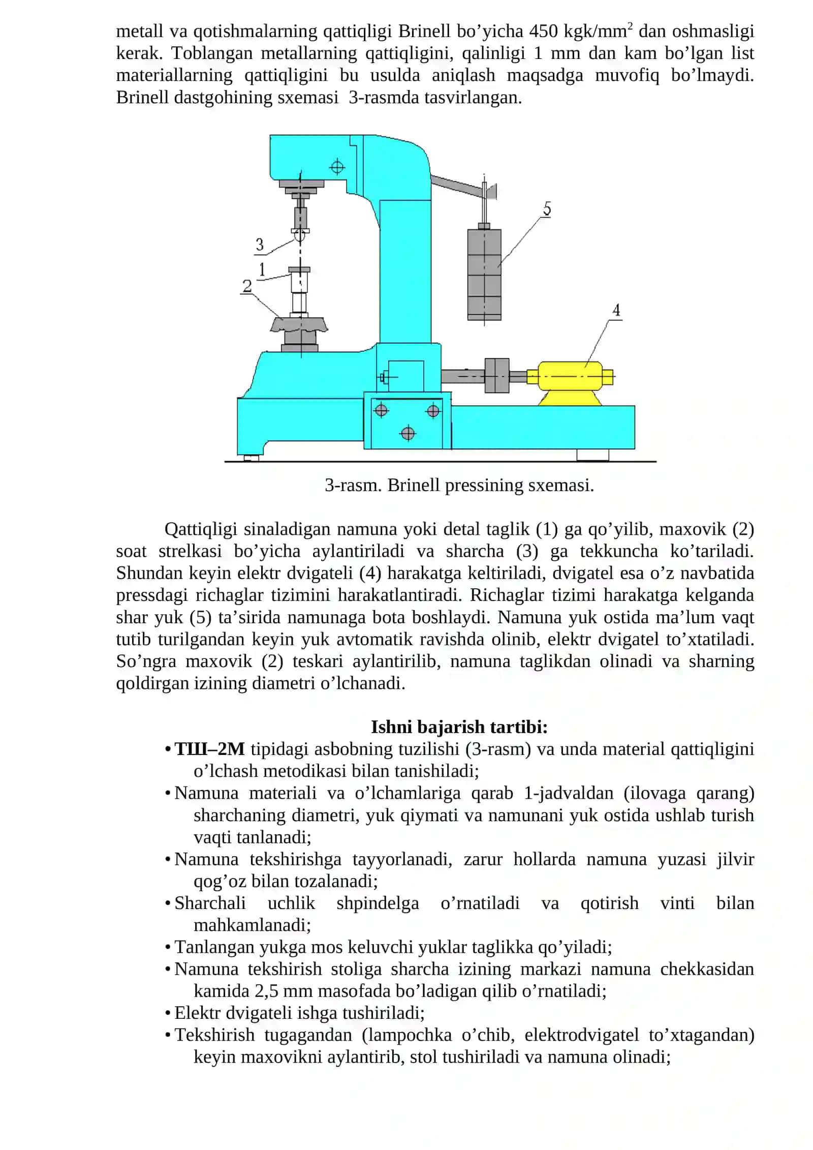 Konstruksion materiallarning qattiqligini Brinell va Rokvel usulida sinash 3