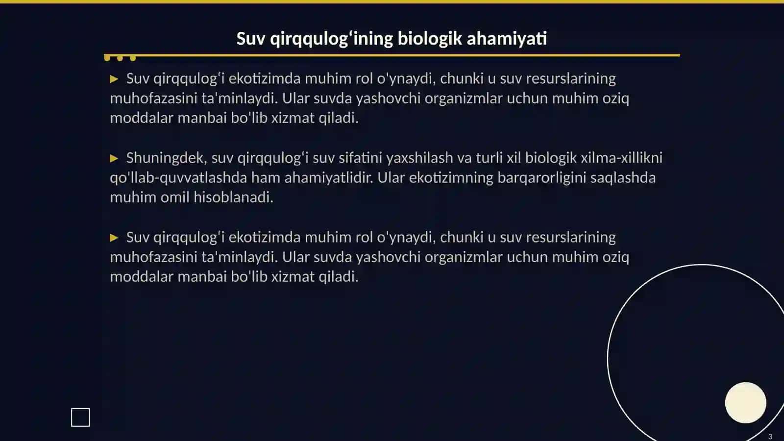 Suv qirqqulogʻi haqida umumiy tushuncha, tarqalishi va taraqqiyoti 3
