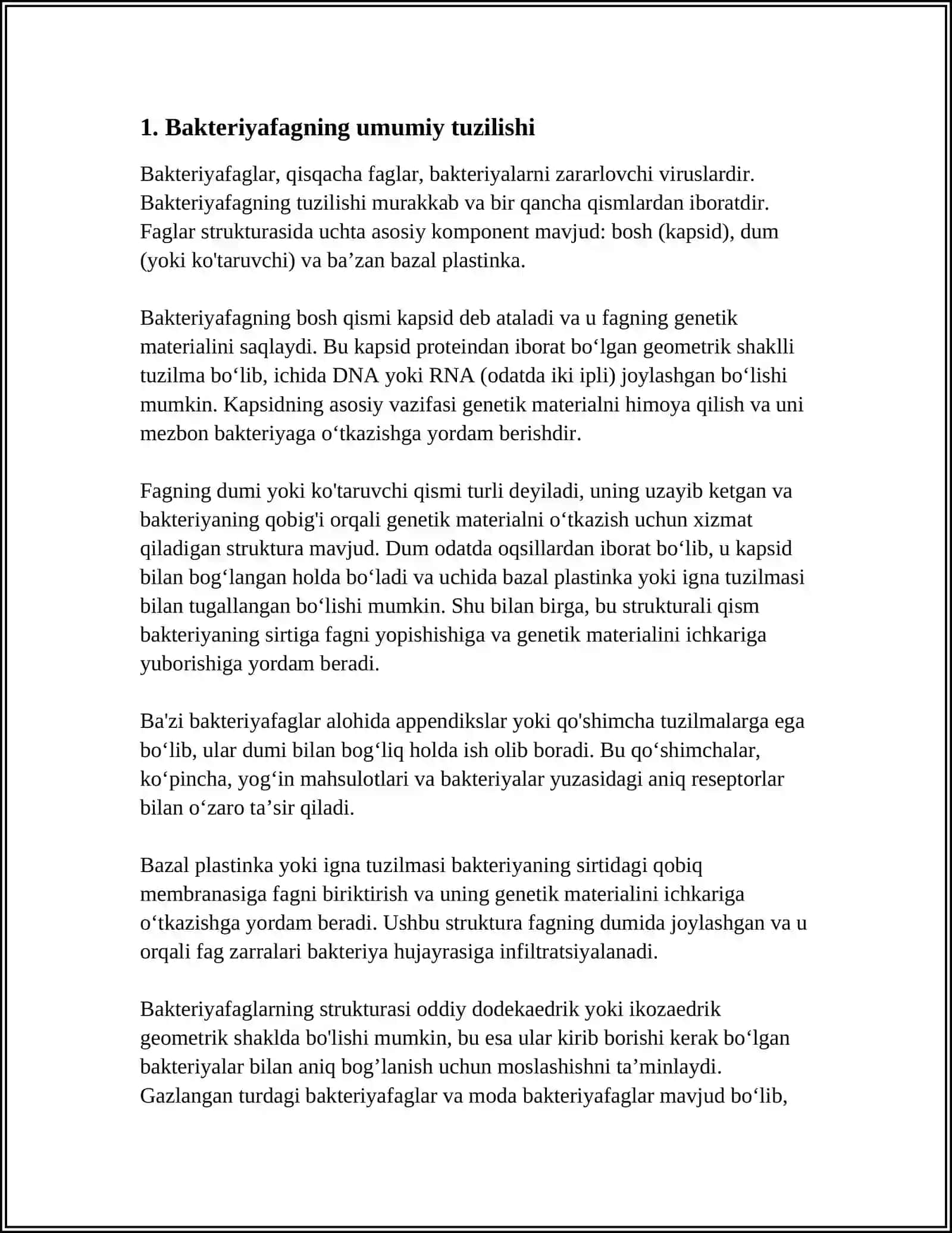 BAKTERIYAFAG UNING TUZILISHI,XILLARI,AHAMIYATI 3
