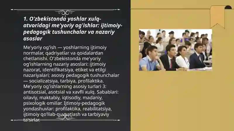O'zbekistonda yoshlar xulq-atvori me'yoriy og'ishlariga qarshi ijtimoiy pedagogik ishlar 3
