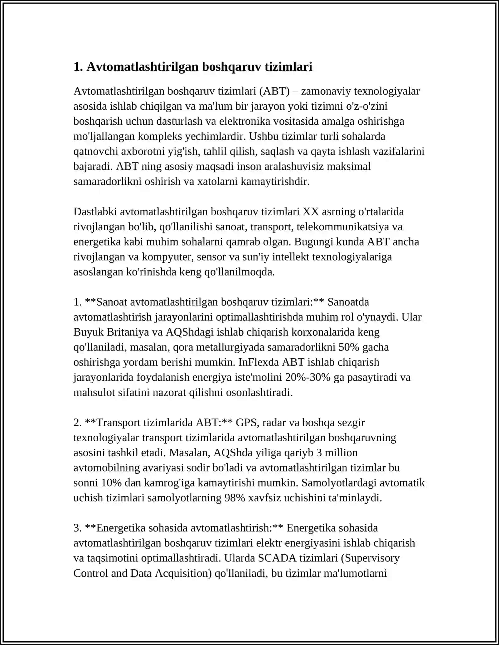 Avtomatlashtirilgan boshqaruv tizimlari 3
