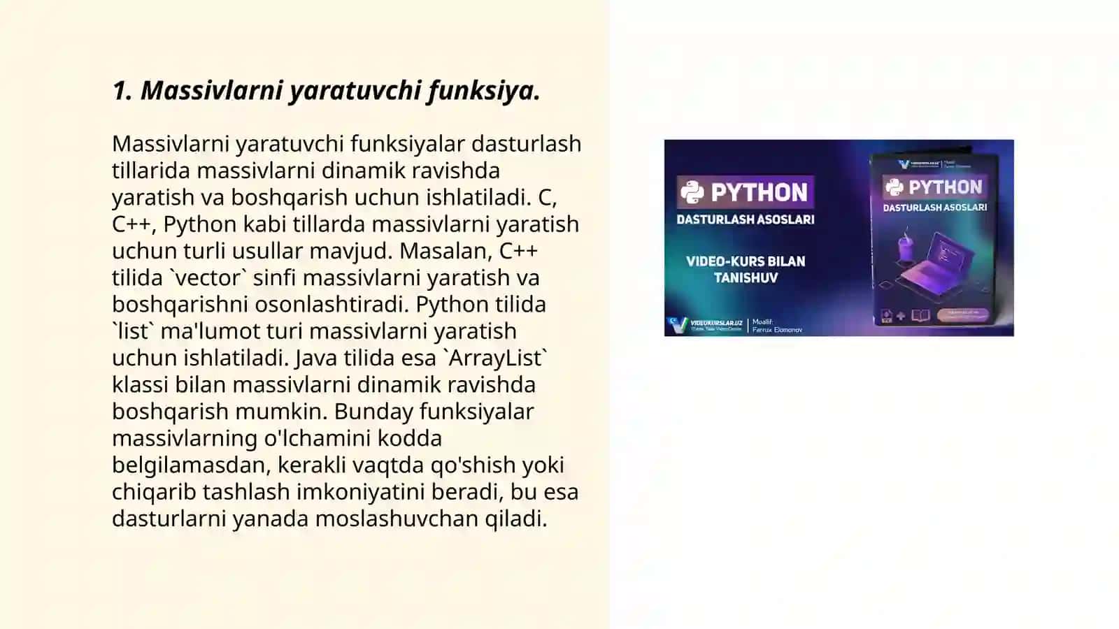 Python dasturlash tilida massivlar bilan ishlash 3