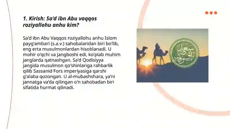 Sa'd ibn Abu vaqqos roziyallohu anhu haqida slayd tayyorlash 3