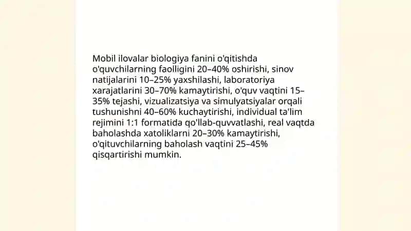 Mobil ilovalar biologiya fanini o'qitishda 3