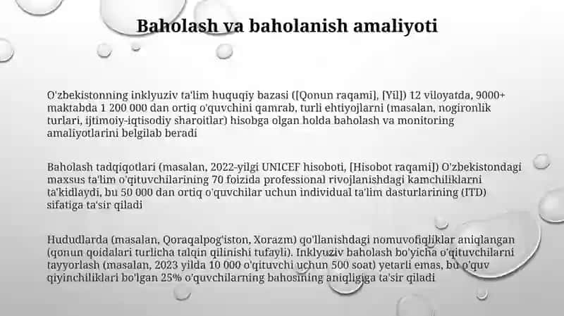 O'zbekistonda inklyuziv ta'limning me’yoriy huquqiy bazasini tahlil qilish 3