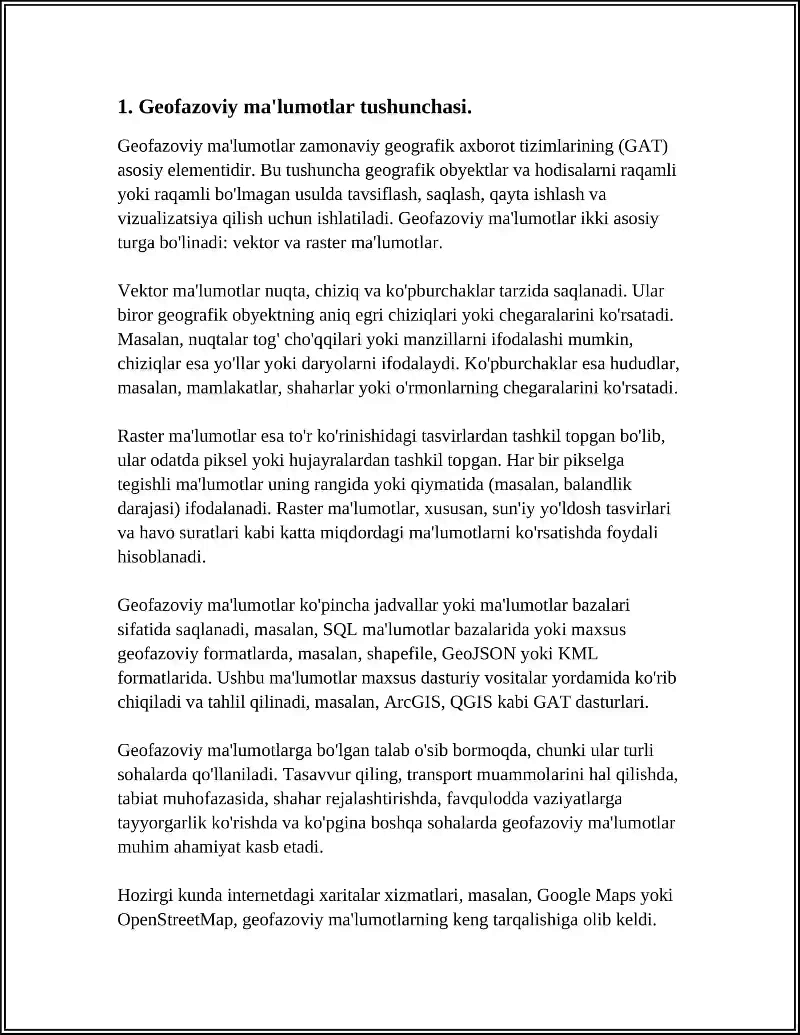 HUDUDLAR KADASTRINI YURITISHDA GEOFAZOVIY MALUMOTLARDA FOYDALANISH 3