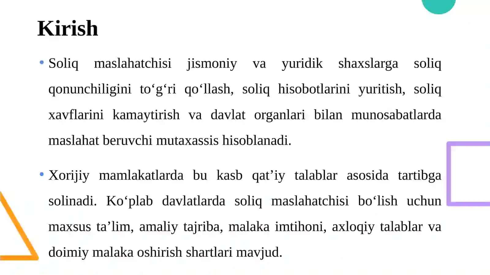 Xorijiy mamlakatlarda soliq maslahatchilarini tayyorlash va malaka sertifikatini olish 3