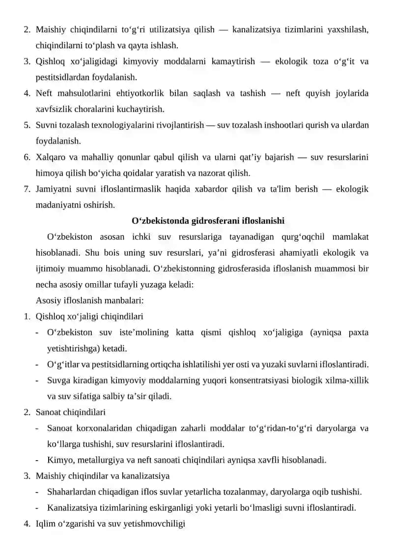 Gidrosfera ifloslanishi va oldini olish 3