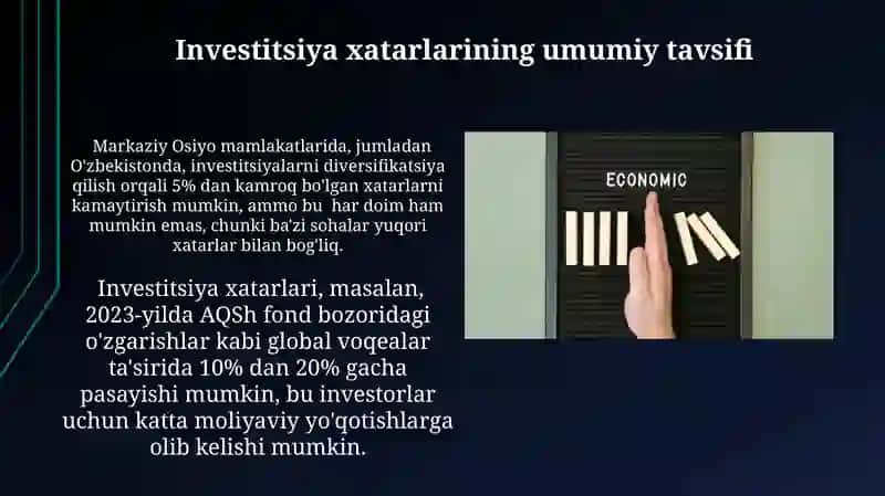 Investitsiya risklari xarakteristikasi va ularni boshqarish usullari 3