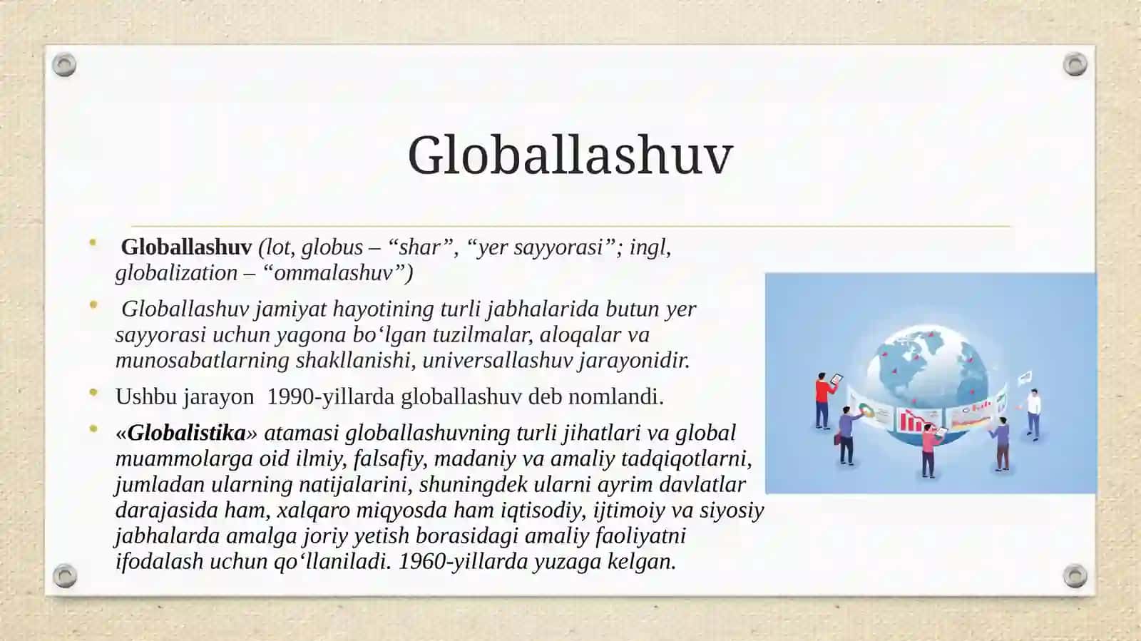 Global jarayonlar va barqaror taraqqiyot. Prezentatsiya. 3