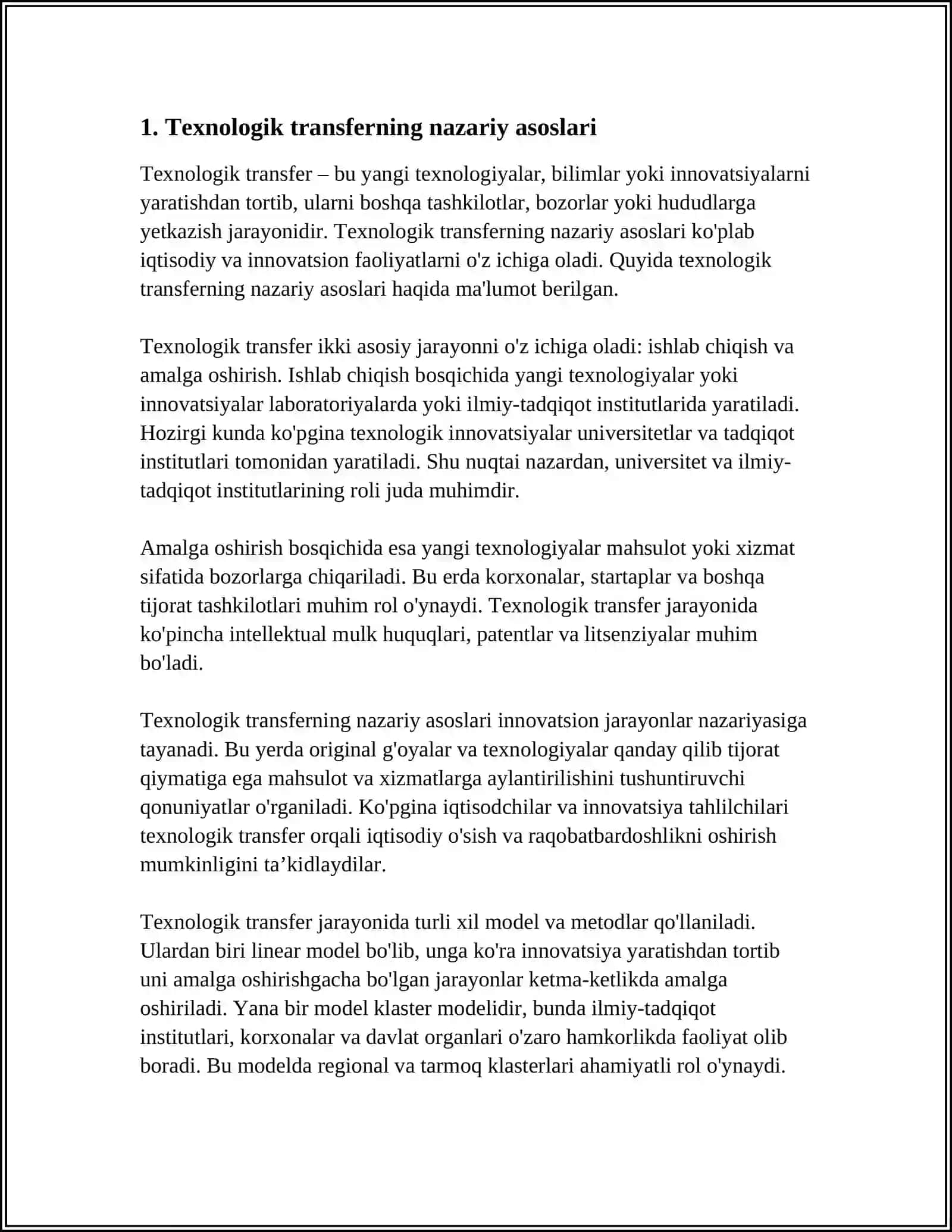 TEXNALOGIK TRANSFER VA INNAVATSION HAMKORLIK MEXANIZMLARI 3