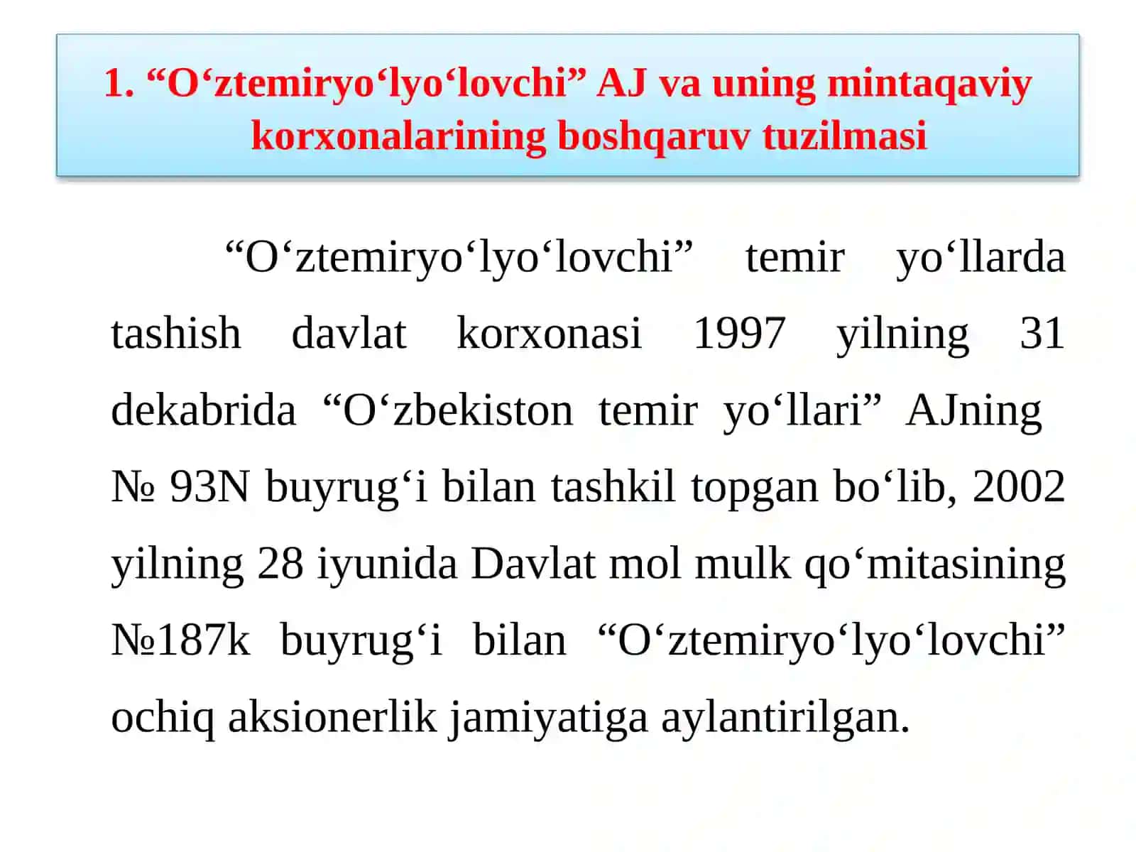 Ma’RUZAYO‘LOVCHILAR TASHISHNING BOSHQARUV TUZILMASI 3