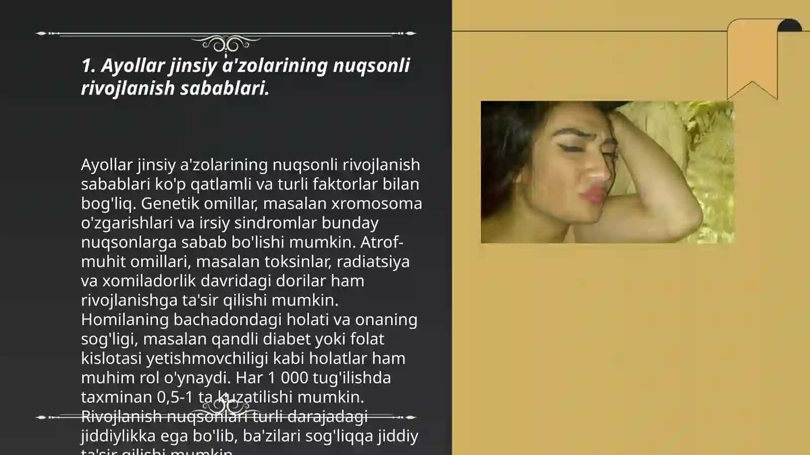 Ayollar jinsiy a'zolari nuqsonli rivojlanganligi va noto'g'ri joylashuvi 3