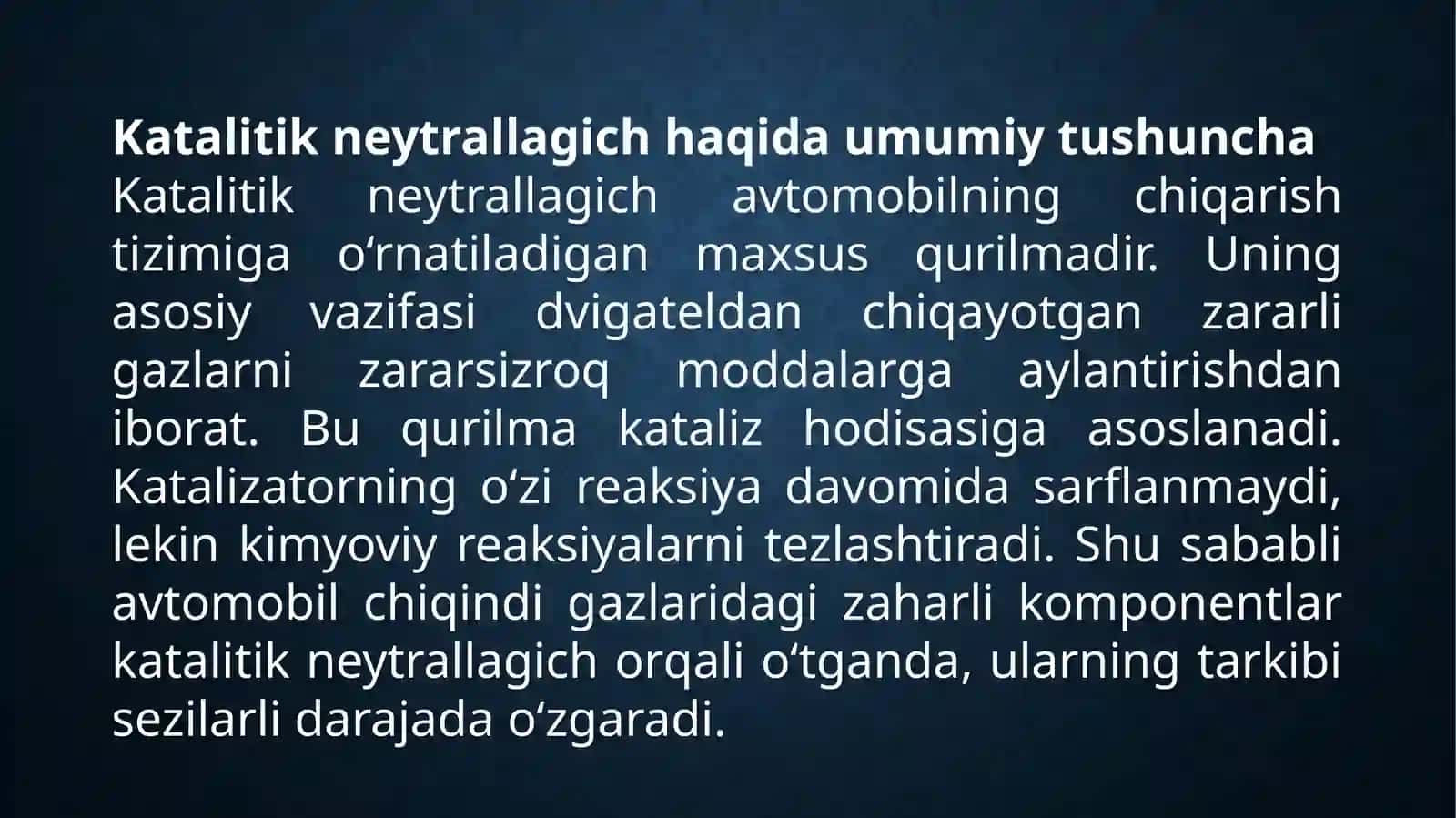 Avtomobillardakatalitikneytrallagichlarning ishlash prinsi​pi 3