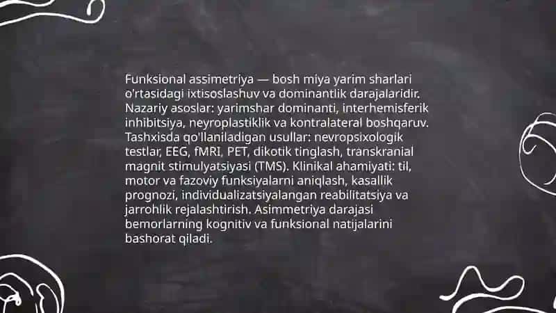 Bosh miya katta yarim sharlarining funksional assimetriyasining tashxis qo'yishdagi ahamiyati 3