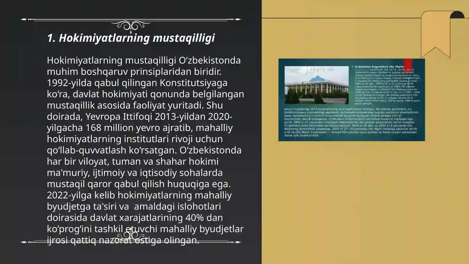 Mustaqil Oʻzbekistonda hokimiyatlar boʻlinishi prinsipi 3